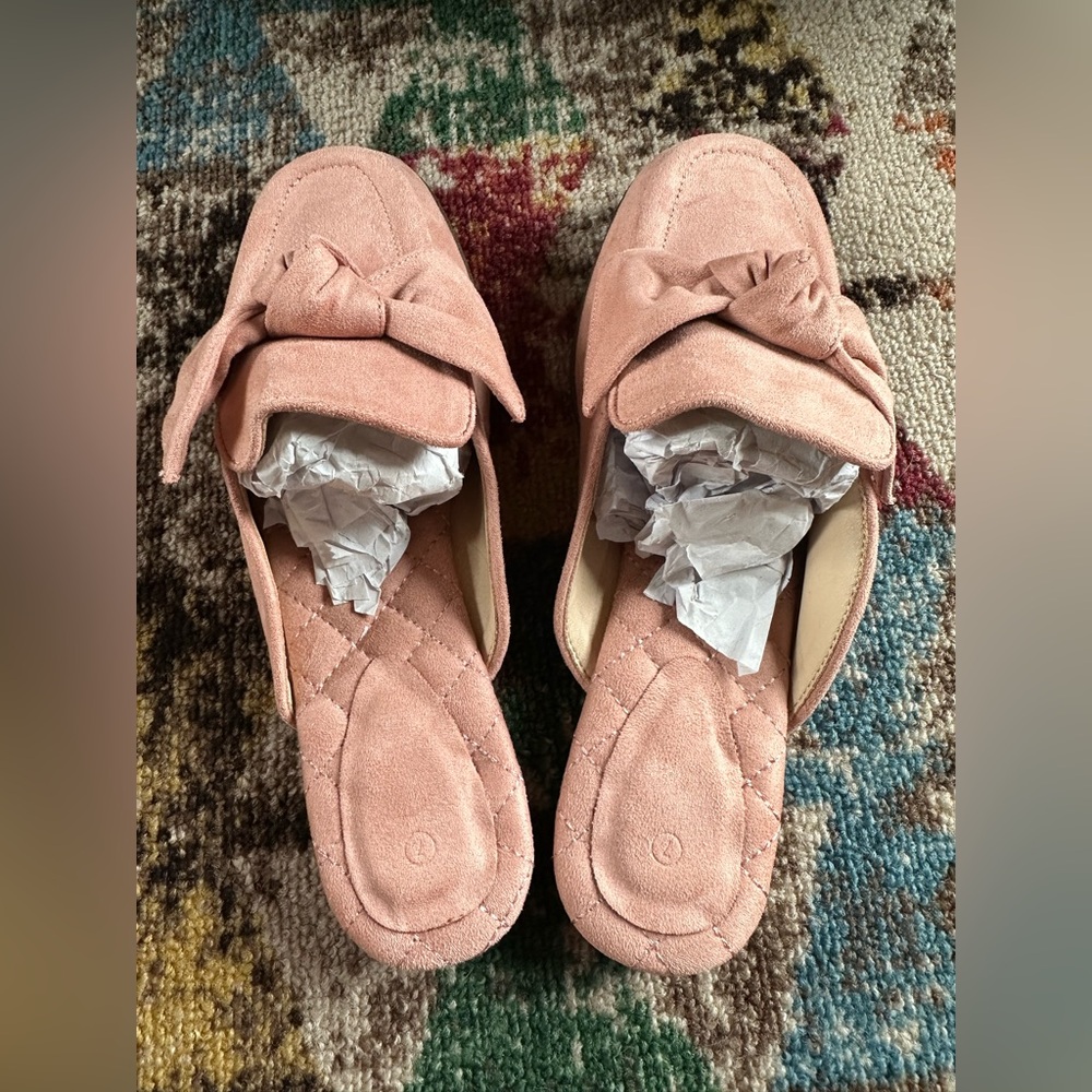 Pink Suede Bow Loafers - Picture 3 of 6